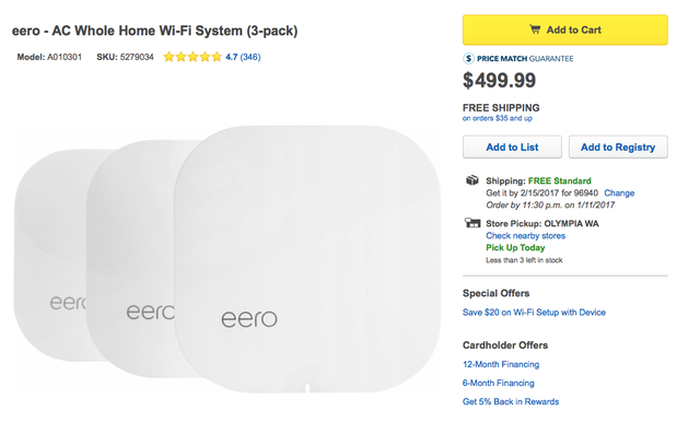  Eero - một giải pháp tương tự như Google Wifi với hệ thống mesh networking cũng có giá không hề rẻ 