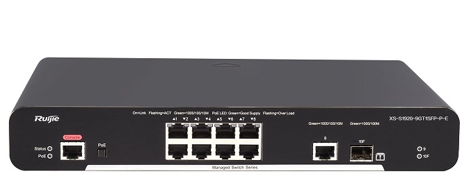 8-port 10/100/1000 Base-T Managed PoE Switch RUIJIE XS-S1920-9GT1SFP-P-E