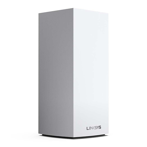 Three quarter view of the Linksys Velop MX10600 Whole Home Mesh WiFi 6 (AX) System