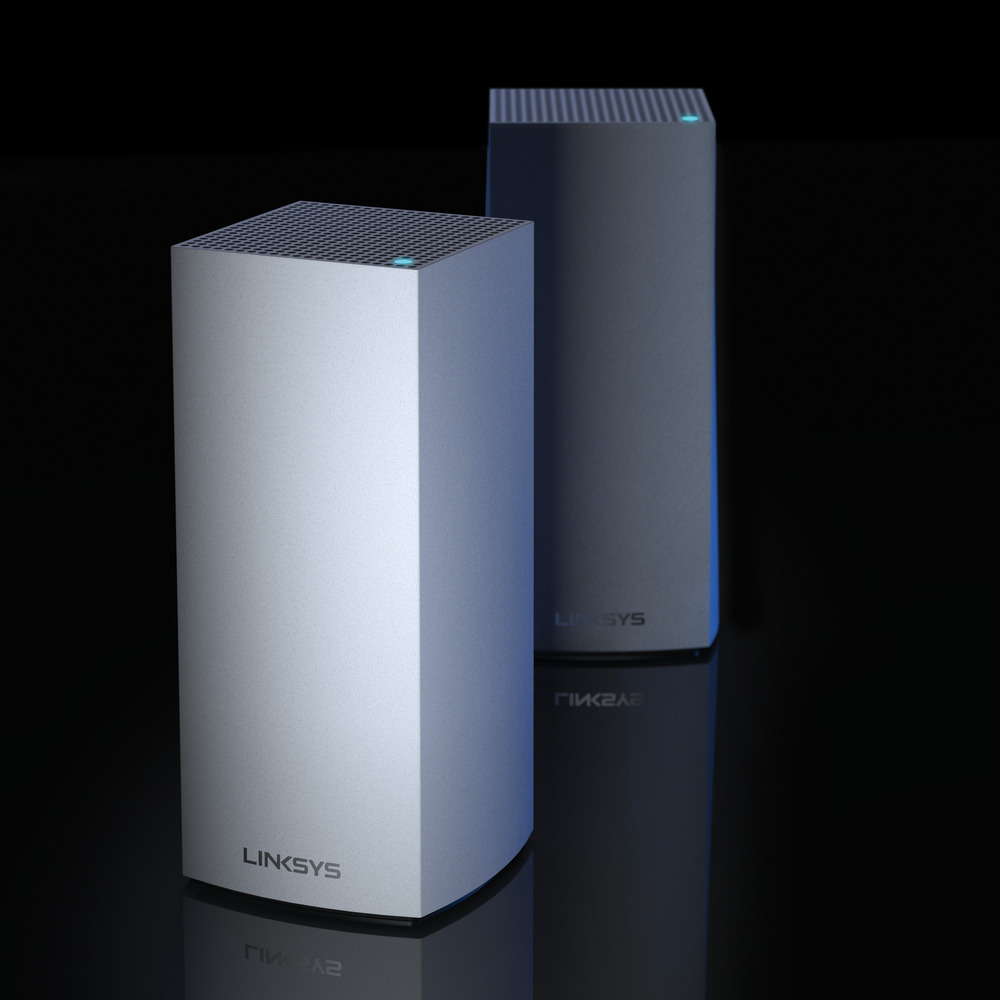 Linksys Velop MX8400 product image shown on a dark background