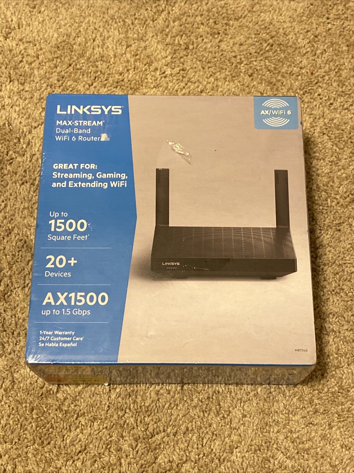 Image 1 - NEW - Linksys MAX-STREAM Dual-Band Mesh AX1500 WiFi 6 Router (MR7340) - SEALED 