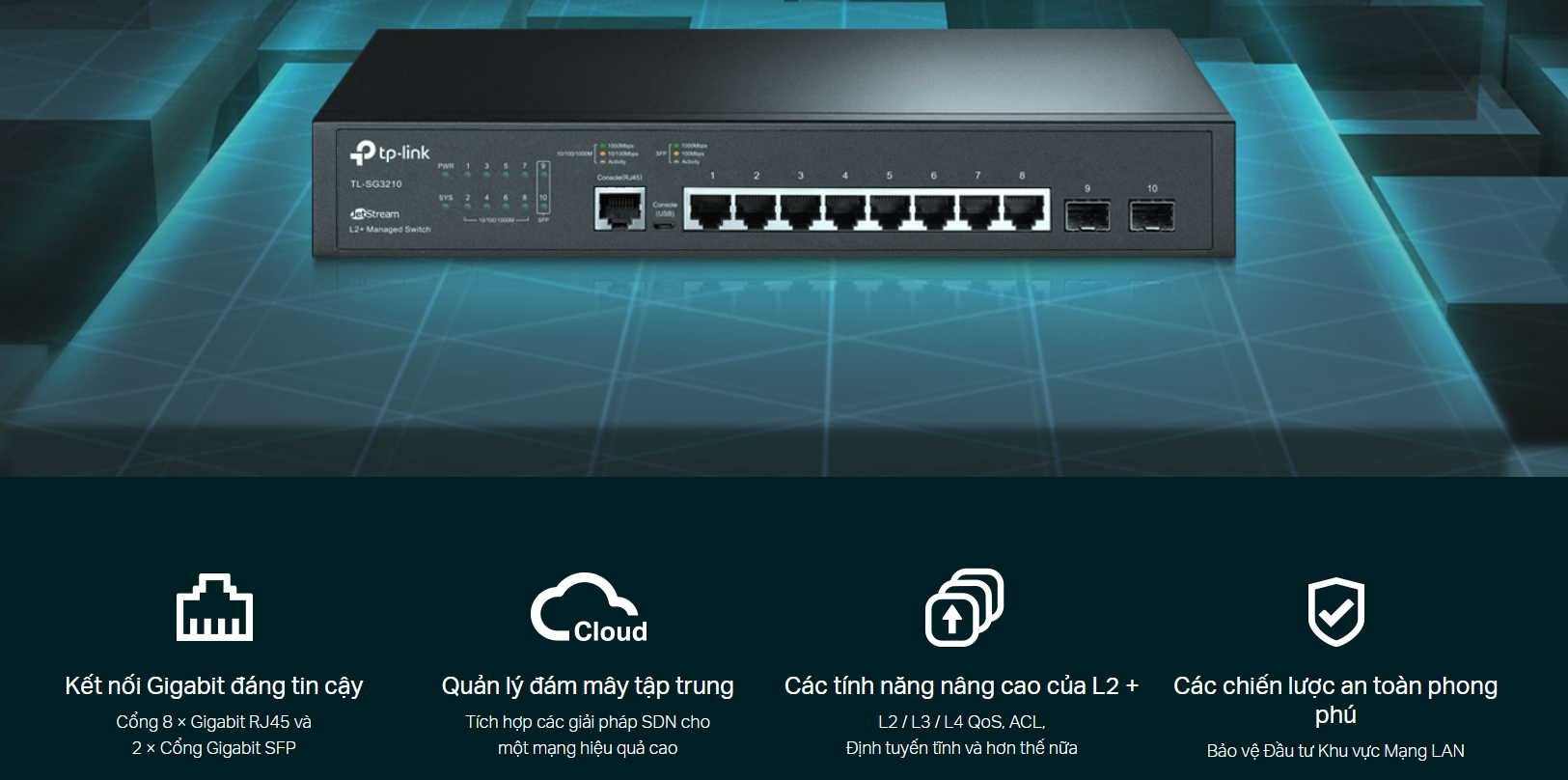 JetStream TpLink 8 cổng Gigabit L2+ [ TL-SG3210 V3 ] 2 khe cắm SFP ...
